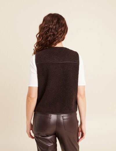 Gilet sans manches sans col marron foncé femme