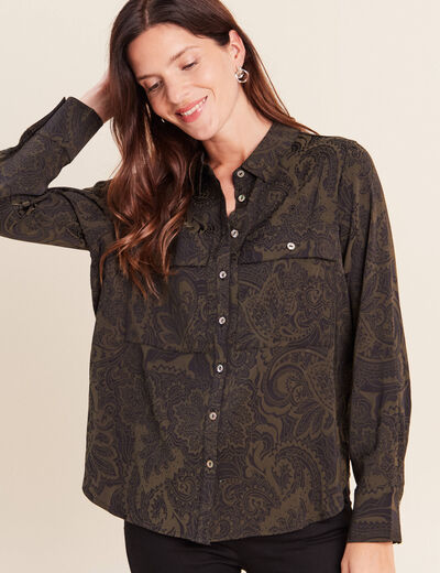 Chemise manches longues vert femme
