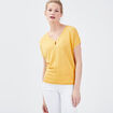 Pull manches courtes jaune moutarde femme