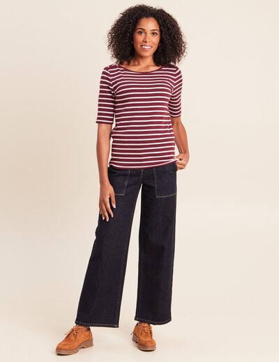 T-shirt col bateau rose femme