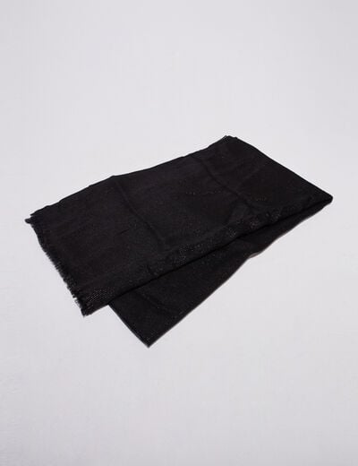 Foulard brillant &agrave; franges noir femme