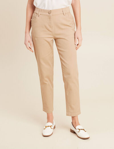 Pantalon coupe droite 7/8&egrave;me sable femme