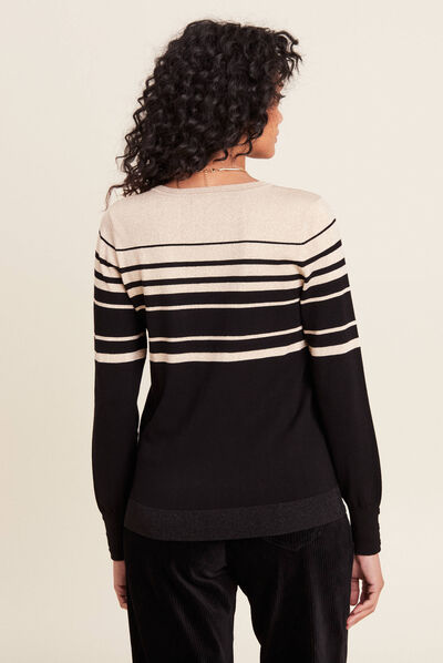 Pull manches longues noir femme
