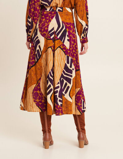 Jupe longue évasée multicolore femme