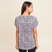 Blouse fluide col V manches courtes bleu femme