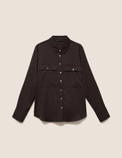 Chemise manches longues marron femme