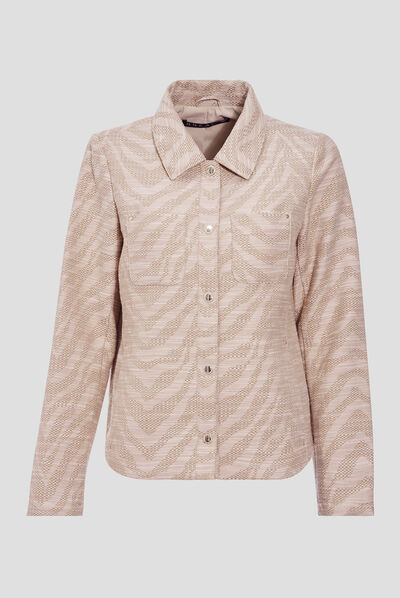 Veste droite boutonnée beige femme