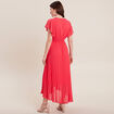 Robe longue évasée plissée rose cerise femme