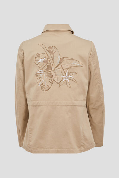 Veste droite avec broderie sable femme