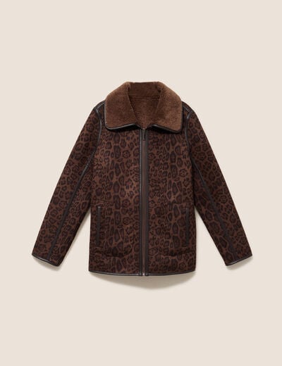 Manteau r&eacute;versible marron femme