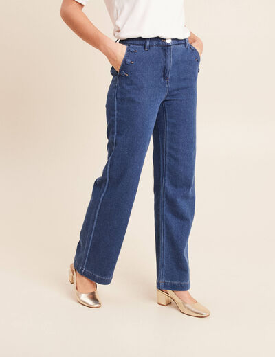 Jean large taille haute denim stone femme