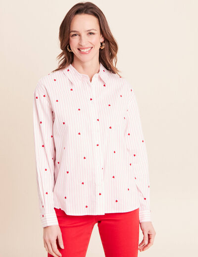 Chemise manches longues fluide rouge femme