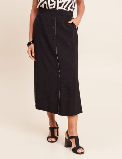 Jupe longue &eacute;vas&eacute;e r&eacute;versible noir femme