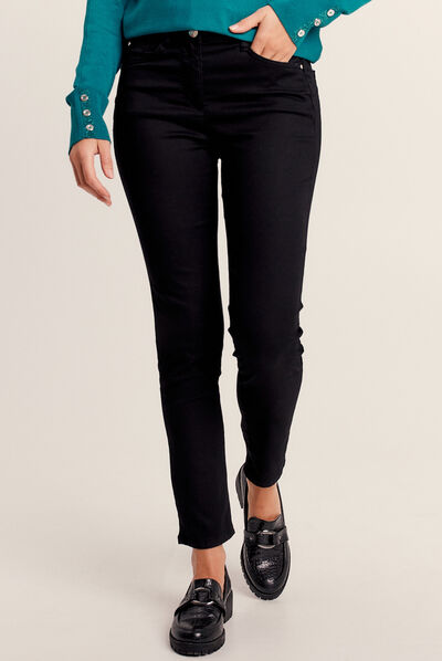 Pantalon léger taille standard 7/8ème noir femme