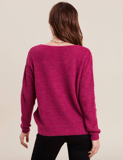 Pull manches longues rose fushia femme