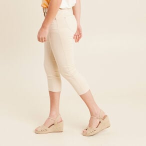 pantacourt droit taille standard ivoire femme Pantacourt droit taille standard ivoire femme