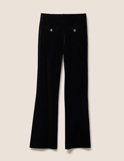 Pantalon large taille haute velours noir femme