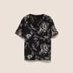 T-shirt col v manches courtes noir femme