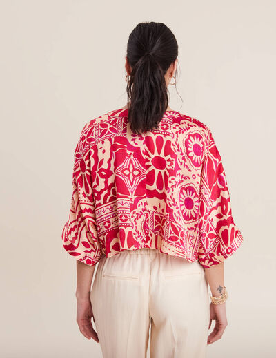 Kimono imprimé rose fushia femme