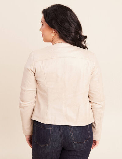 Veste droite zipp&eacute;e beige femme