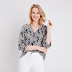 Blouse manches 3/4 noir femme