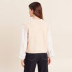 Gilet bi-mati&egrave;re col rond ivoire femme