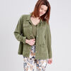 Veste droite boutonnee vert kaki femme