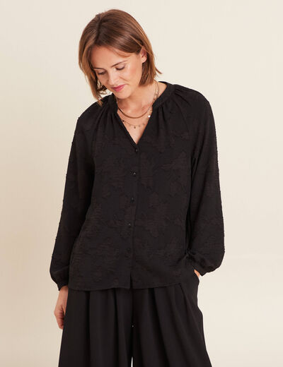 Blouse manches longues noir femme