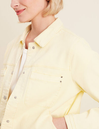 Veste boutonnée en jean jaune clair femme