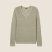 Pull manches longues col en V vert clair femme