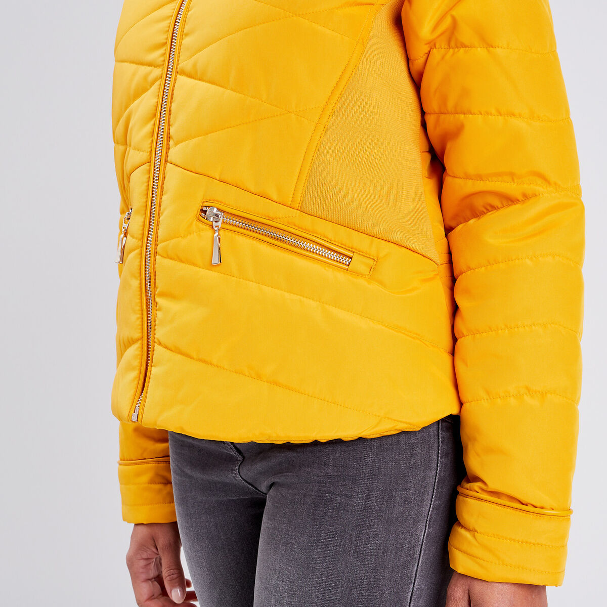 Doudoune droite jaune or femme