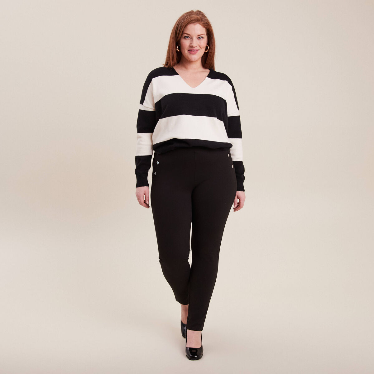 Pantalon tregging taille basculée noir femme