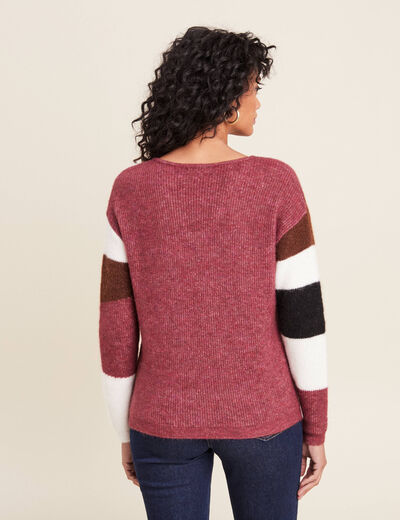 Pull manches longues multicolore femme