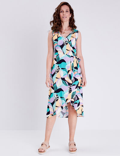 Robe midi portefeuille bleu femme