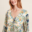 Robe évasée fluide manches 3/4 bleu femme