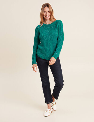 Pull manches longues vert canard femme