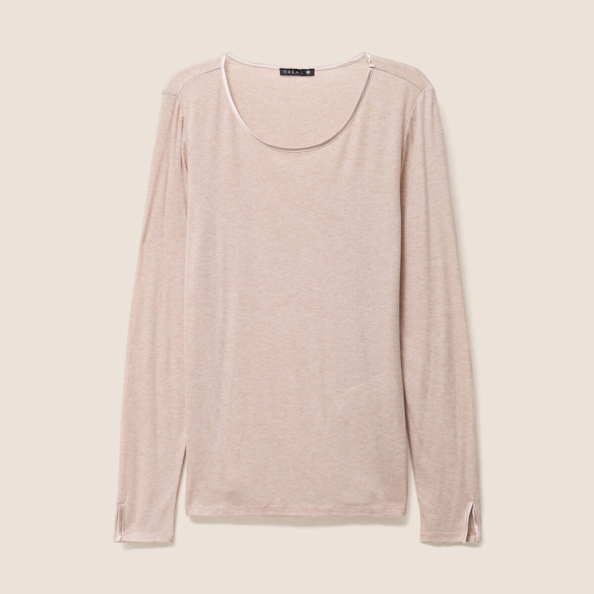 T-shirt ajust&eacute; manches longues beige femme
