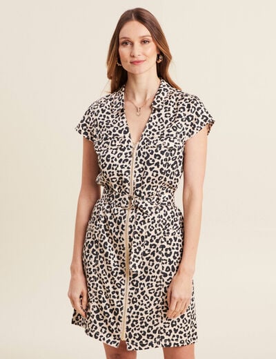 Robe droite zippée sable femme
