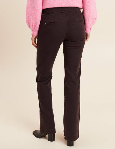 Pantalon coupe bootcut &agrave; pont marron fonc&eacute; femme