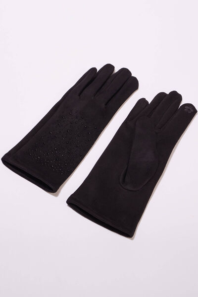 Gants avec strass noir femme