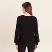 Pull col rond manches longues noir femme