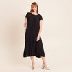 Robe longue &eacute;vas&eacute;e manches courtes noir femme