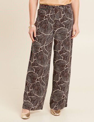Pantalon large taille haute noir femme