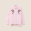 Chemise droite mi-longue en coton rose femme