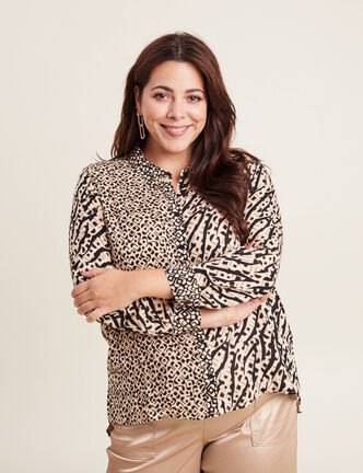 Chemise manches longues beige femme