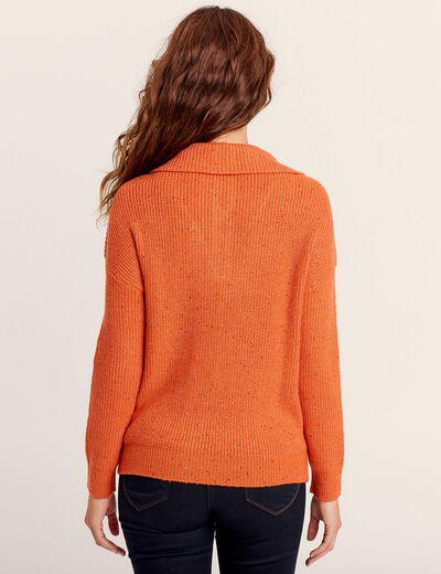 Pull manches longues orange femme