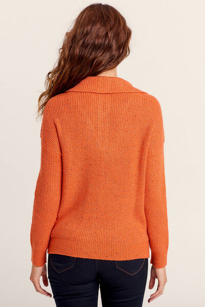 Pull manches longues orange femme