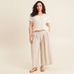 Pantalon jupe-culotte large gris clair femme