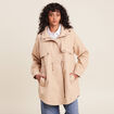 Parka d&eacute;perlante cintr&eacute;e &agrave; capuche beige femme