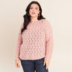 Pull manches longues ajour&eacute; vieux rose femme